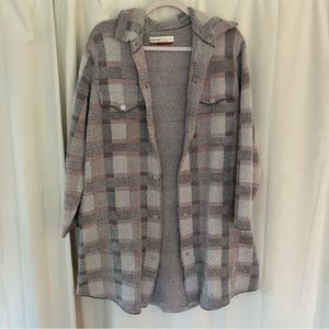 PILCRO for Anthropologie plaid cardigan shacket